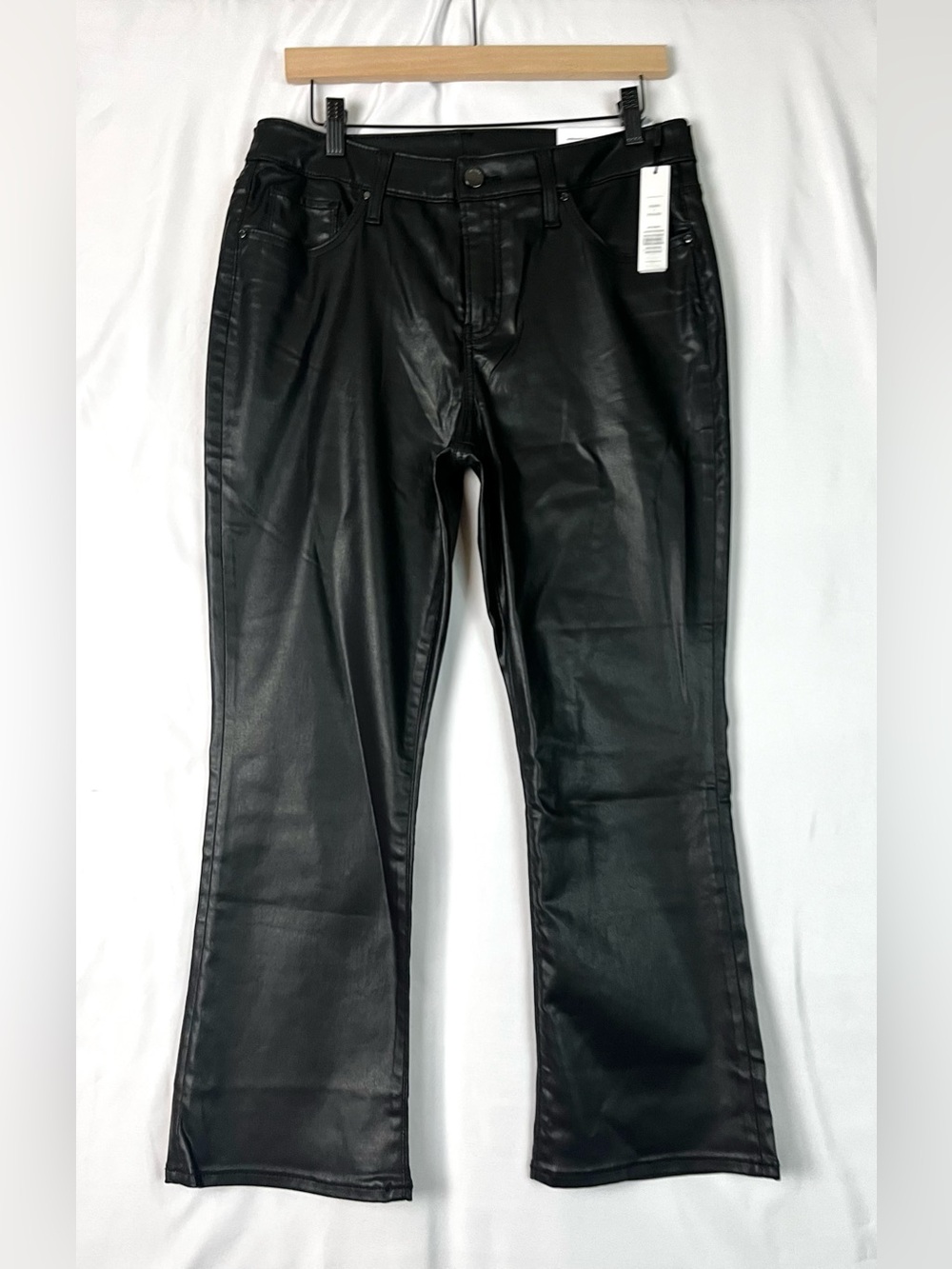 NWT Chico's Black Coated So Slimming Girlfriend Kick Flare Jeans Sz 10